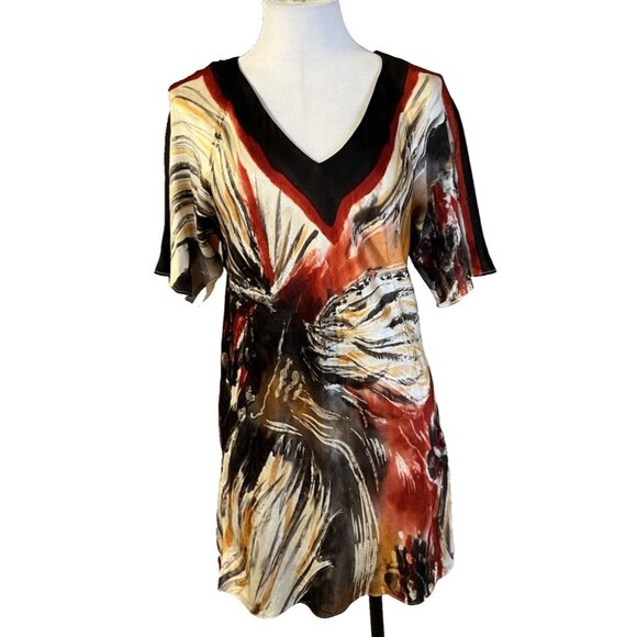 Roberto Verino Shift Tunic Dress 8 US EUR 40 UK 12 Silk Short Sleeve - Picture 1 of 9